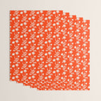 Wild Daisies Petite Floral Botanical Pattern in Vibrant Orange Wrapping Paper Gallery Image 3