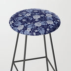 Light Blue, Cobalt Blue, & White Floral Pattern Stool Gallery Image 2