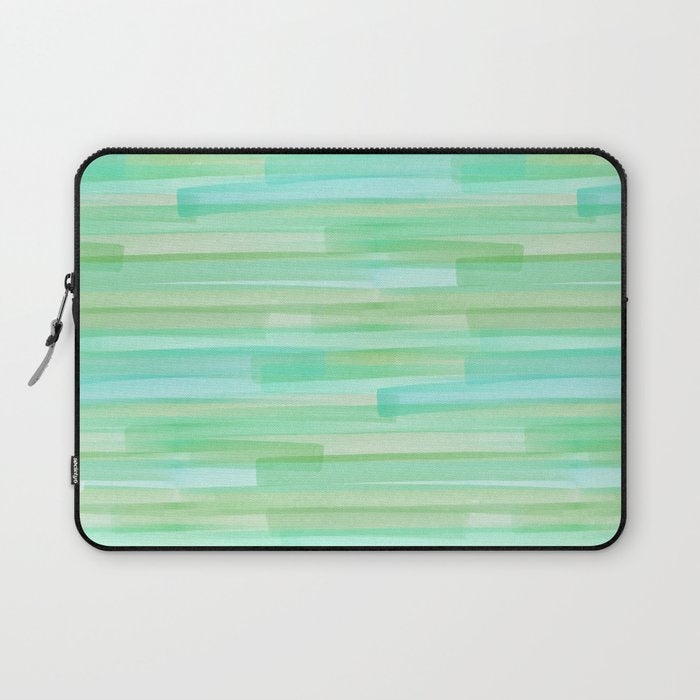 Abstract Watercolor Waves in Ocean Teal Laptop Sleeve Gallery Image 1