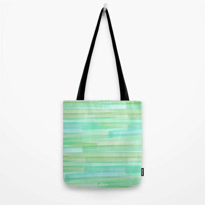 Abstract Watercolor Waves in Ocean Teal Tote Bag Gallery Image 2