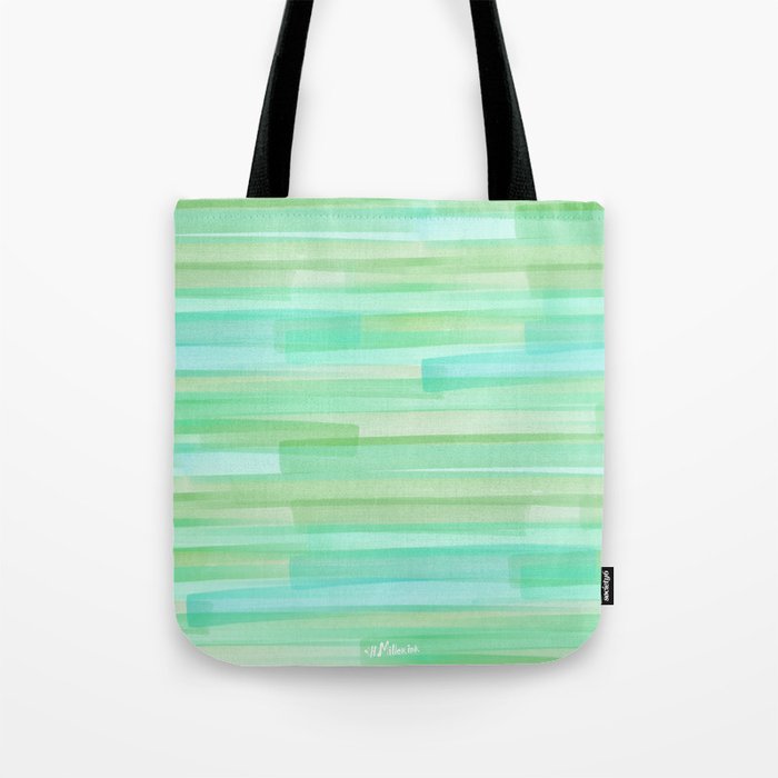 Abstract Watercolor Waves in Ocean Teal Tote Bag Gallery Image 1
