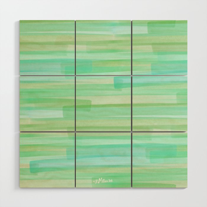 Abstract Watercolor Waves in Ocean Teal Wood Wall Art Gallery Image 1