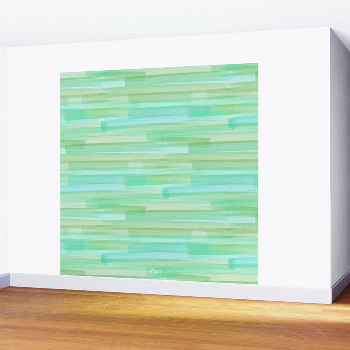 Abstract Watercolor Waves in Ocean Teal Wall Mural Gallery Image 2