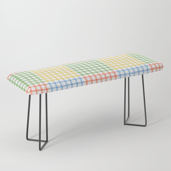 Colorful geometric gingham patchwork pattern Bench Gallery Image 1