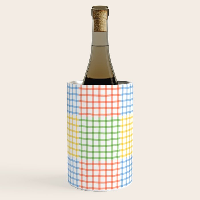 Colorful geometric gingham patchwork pattern Wine Chiller Gallery Image 1