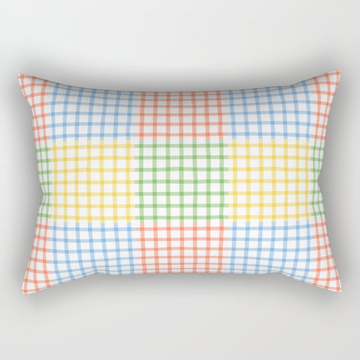Colorful geometric gingham patchwork pattern Rectangular Pillow Gallery Image 2