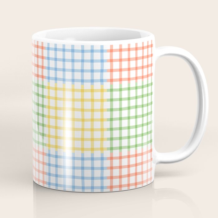Colorful geometric gingham patchwork pattern Coffee Mug Gallery Image 1