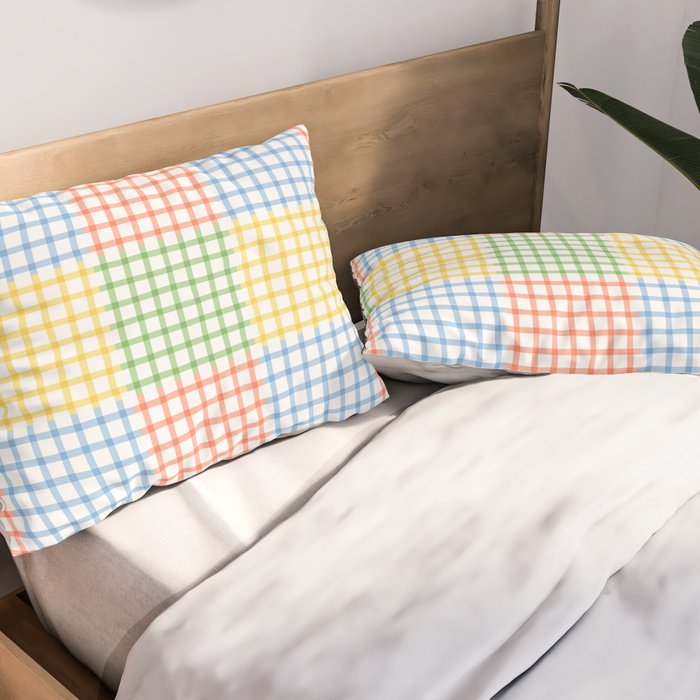 Colorful geometric gingham patchwork pattern Pillow Sham Gallery Image 2