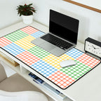 Colorful geometric gingham patchwork pattern Desk Mat Gallery Image 2