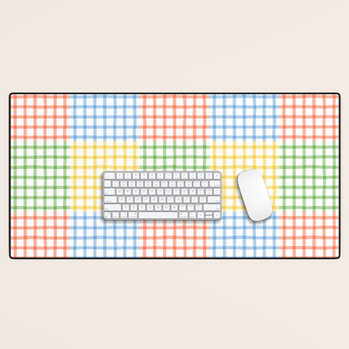 Colorful geometric gingham patchwork pattern Desk Mat Gallery Image 1