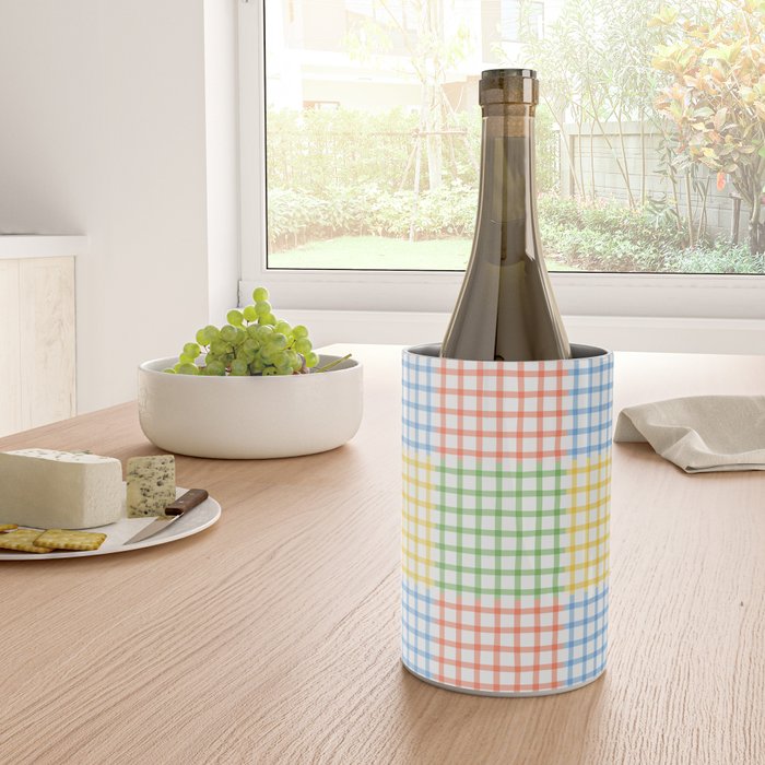 Colorful geometric gingham patchwork pattern Wine Chiller Gallery Image 4