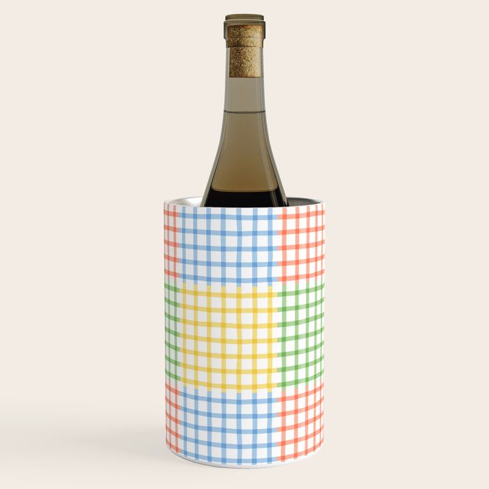 Colorful geometric gingham patchwork pattern Wine Chiller Gallery Image 3