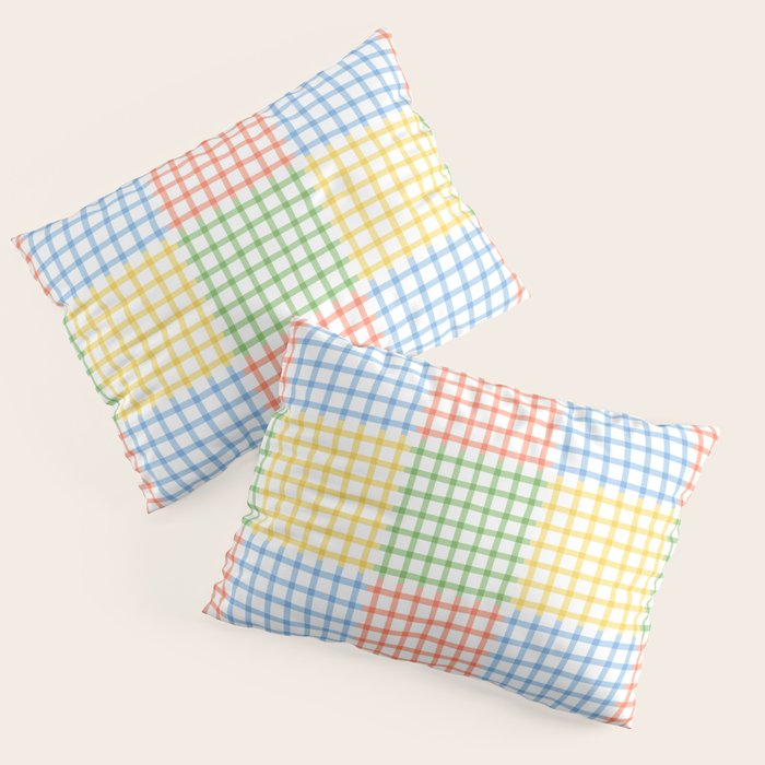 Colorful geometric gingham patchwork pattern Pillow Sham Gallery Image 3