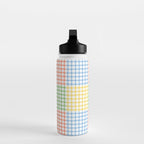 Colorful geometric gingham patchwork pattern Water Bottle Gallery Image 3