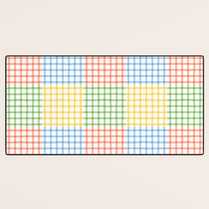 Colorful geometric gingham patchwork pattern Desk Mat Gallery Image 3