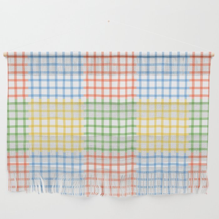 Colorful geometric gingham patchwork pattern Wall Hanging Gallery Image 1