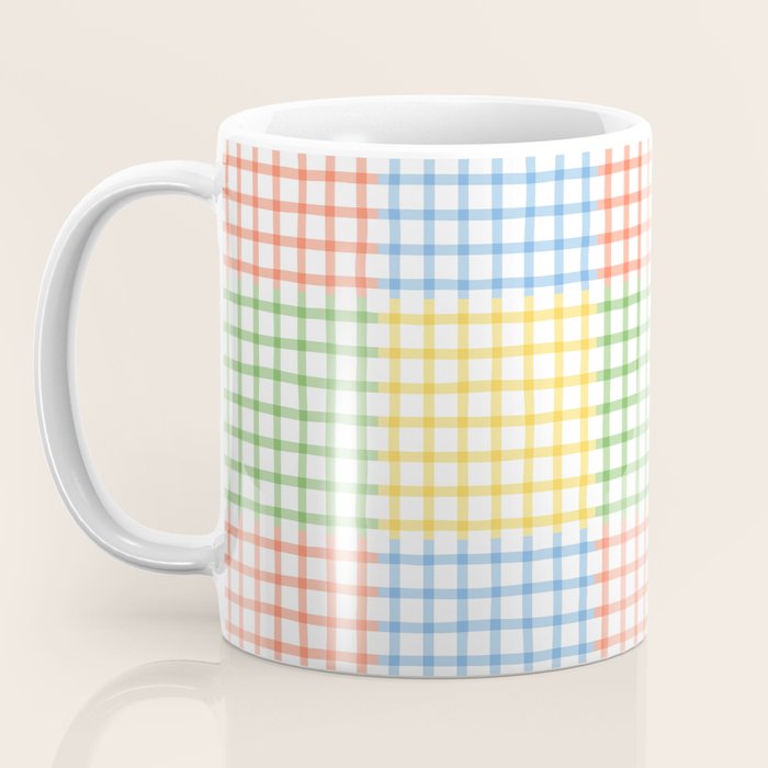Colorful geometric gingham patchwork pattern Coffee Mug Gallery Image 3
