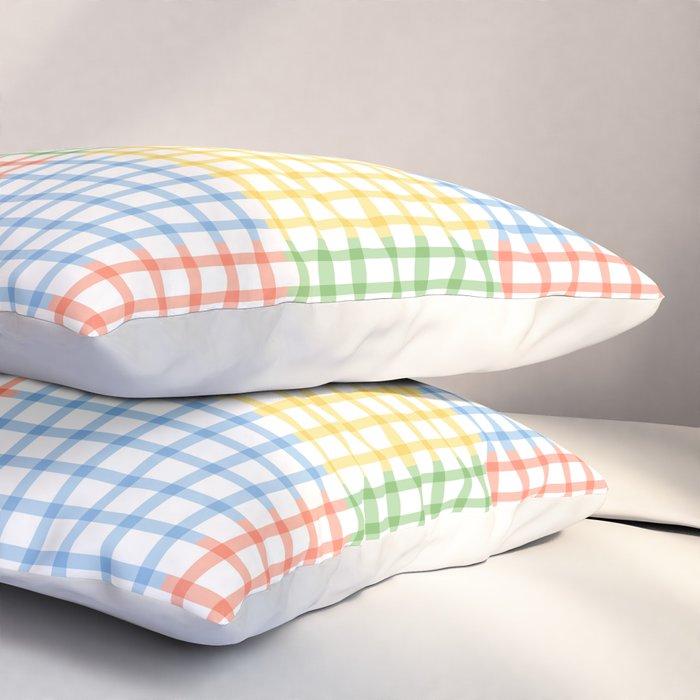 Colorful geometric gingham patchwork pattern Pillow Sham Gallery Image 3
