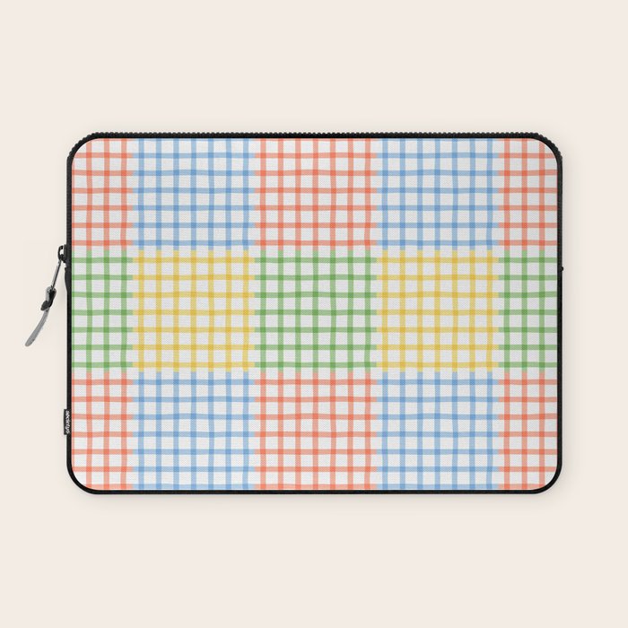 Colorful geometric gingham patchwork pattern Laptop Sleeve Gallery Image 1