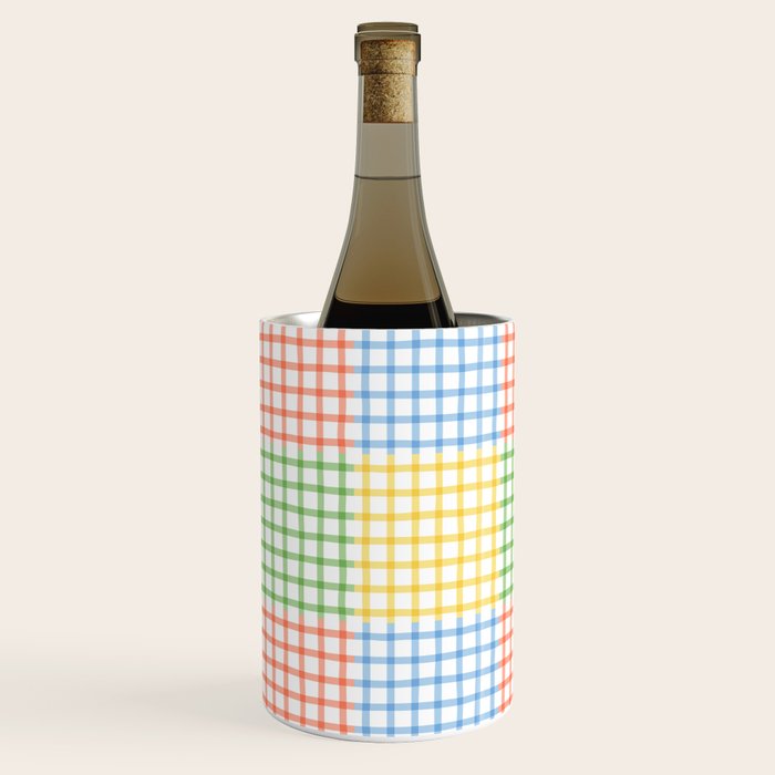 Colorful geometric gingham patchwork pattern Wine Chiller Gallery Image 2