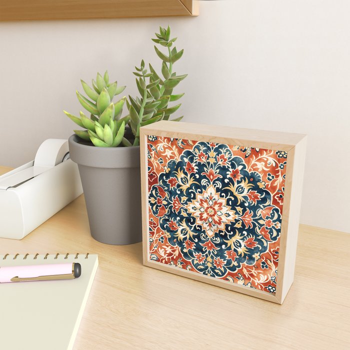 Indigo and Floral Spice Mandala Mini Art Print Gallery Image 2