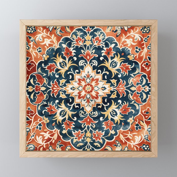Indigo and Floral Spice Mandala Mini Art Print Gallery Image 1
