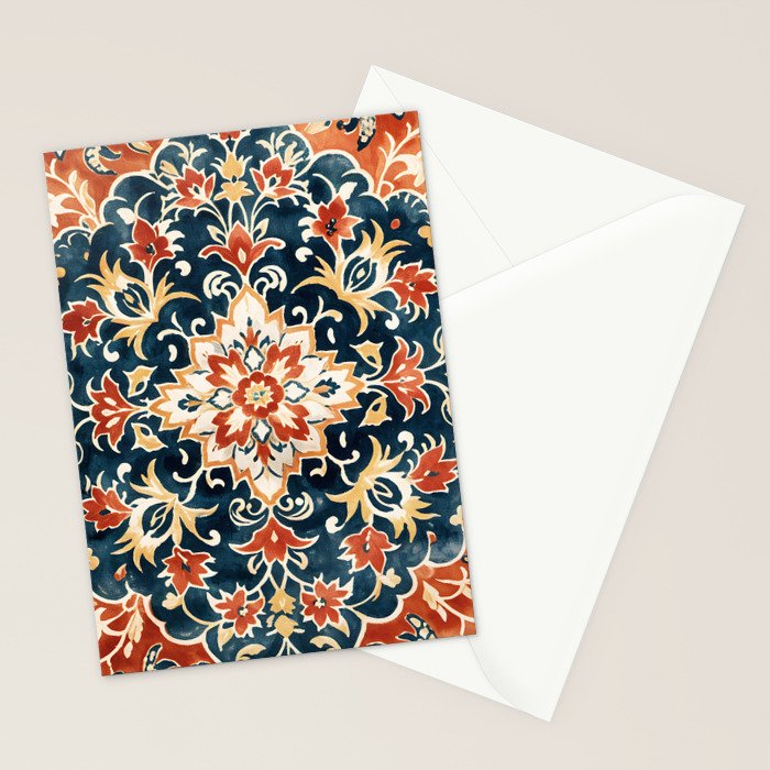 Indigo and Floral Spice Mandala Stationery Card Gallery Image 2