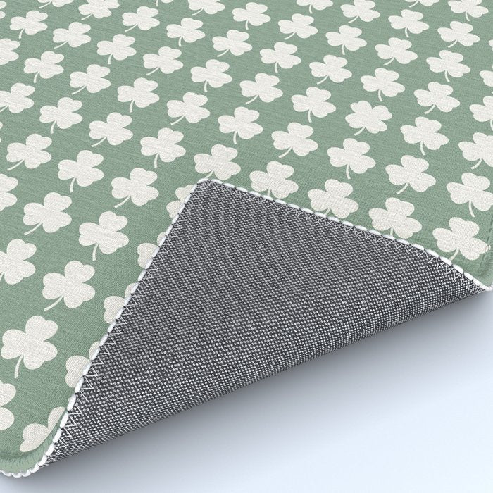 Clovers XXXVII Sage Green Botanical Pattern Rug Gallery Image 4