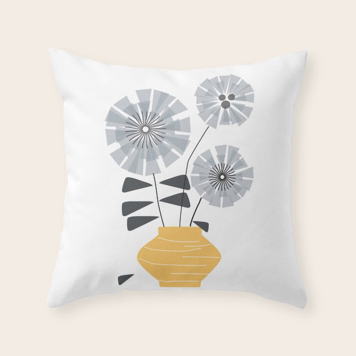 Midcentury Floral  Throw Pillow Gallery Image 1