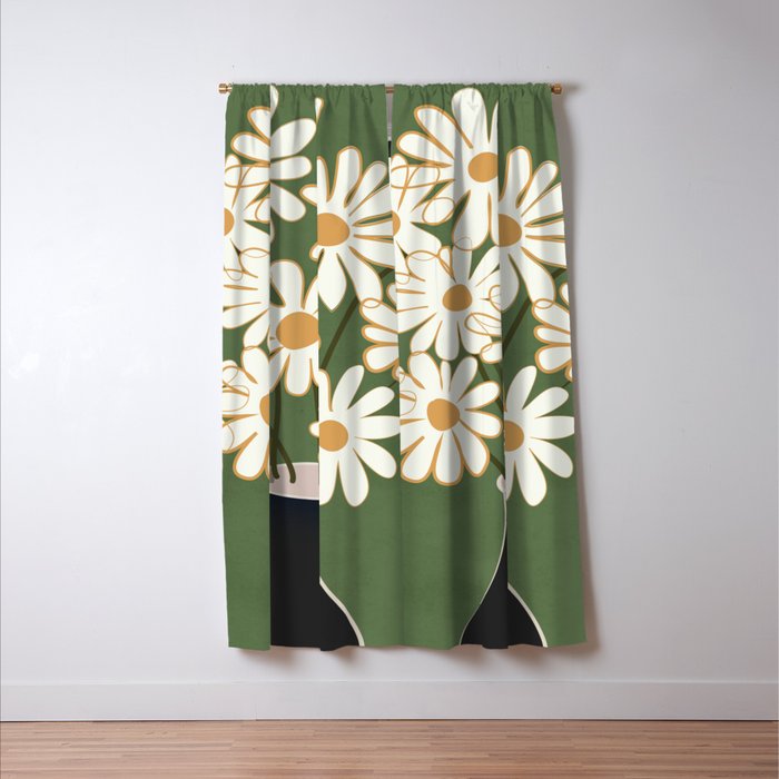 White Daisy Bouquets in Vase 3 Window Curtain Gallery Image 3