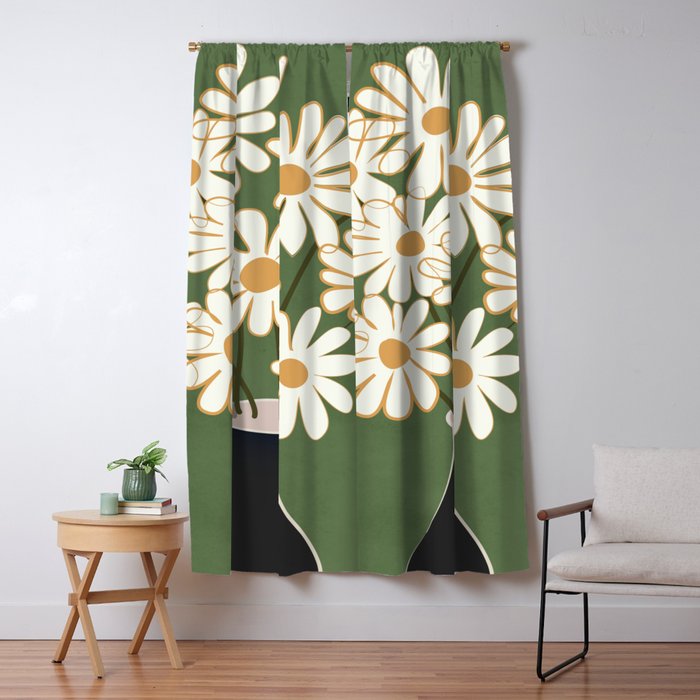 White Daisy Bouquets in Vase 3 Window Curtain Gallery Image 5