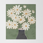 White Daisy Bouquets in Vase 3 Throw Blanket Gallery Image 2