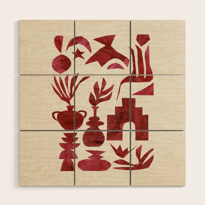 Crimson Village Wood Wall Art Gallery Image 1