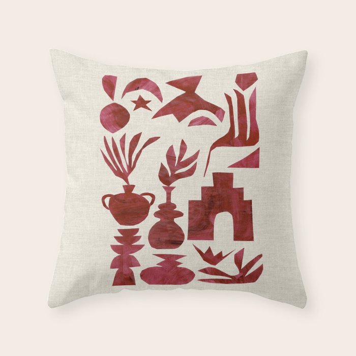 Crimson Village Throw Pillow Gallery Image 1