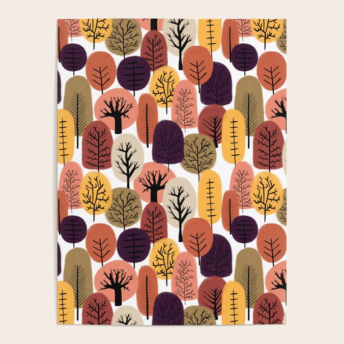 Autumn Trees Pattern Poster Gallery Image 1