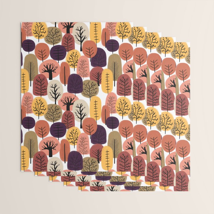 Autumn Trees Pattern Wrapping Paper Gallery Image 3