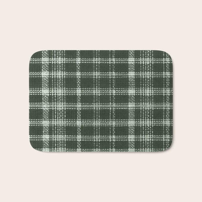 Fall Green Rustic Plaid Bath Mat Gallery Image 1