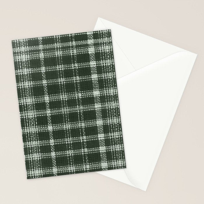 Fall Green Rustic Plaid Stationery Card Gallery Image 2