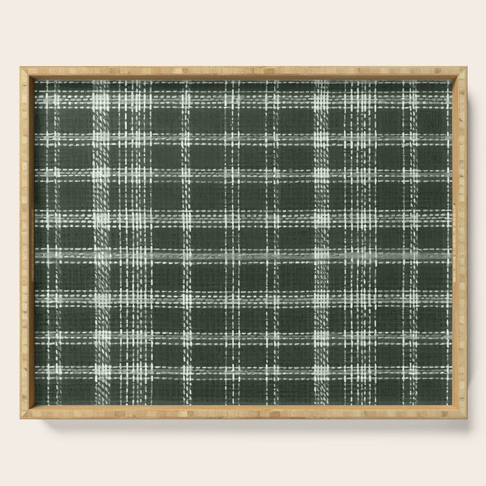 Fall Green Rustic Plaid Serving Tray Gallery Image 1