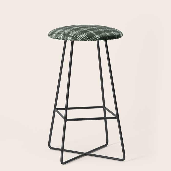 Fall Green Rustic Plaid Stool Gallery Image 1