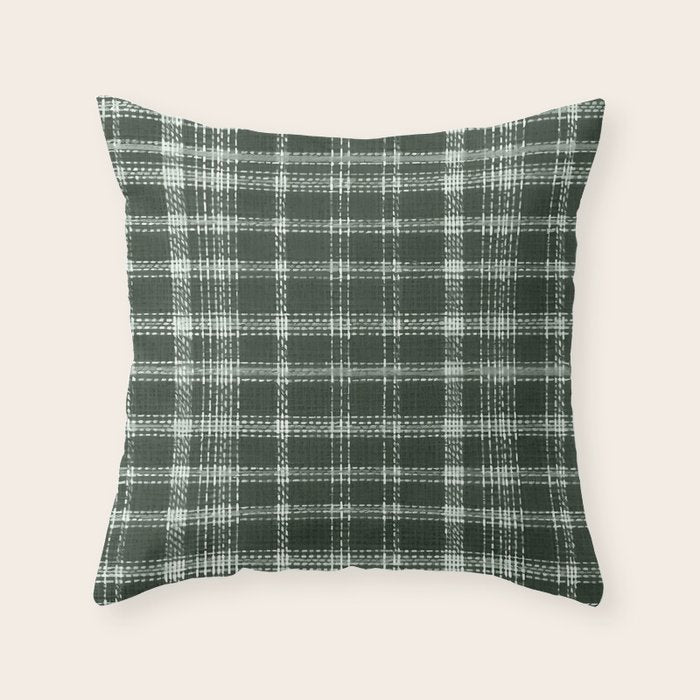 Fall Green Rustic Plaid Throw Pillow Gallery Image 6