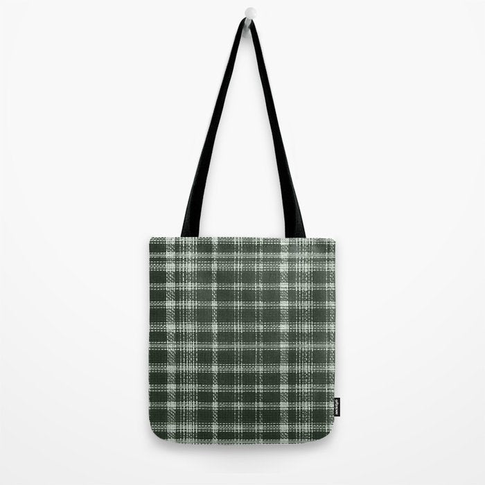 Fall Green Rustic Plaid Tote Bag Gallery Image 2