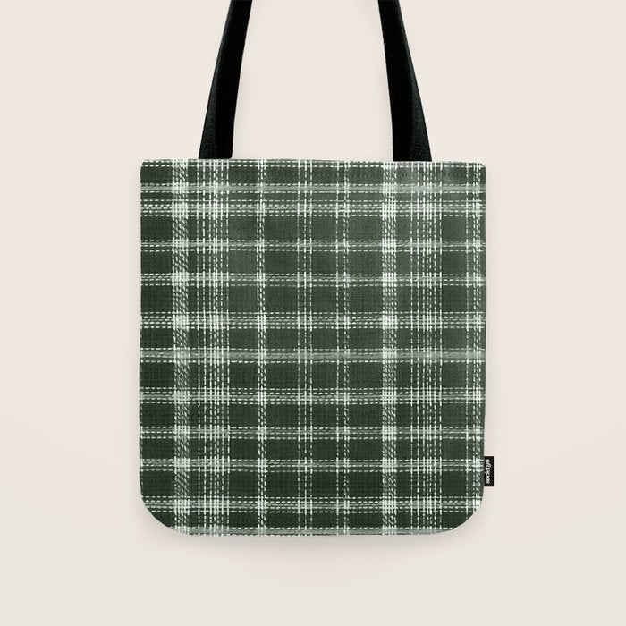 Fall Green Rustic Plaid Tote Bag Gallery Image 1