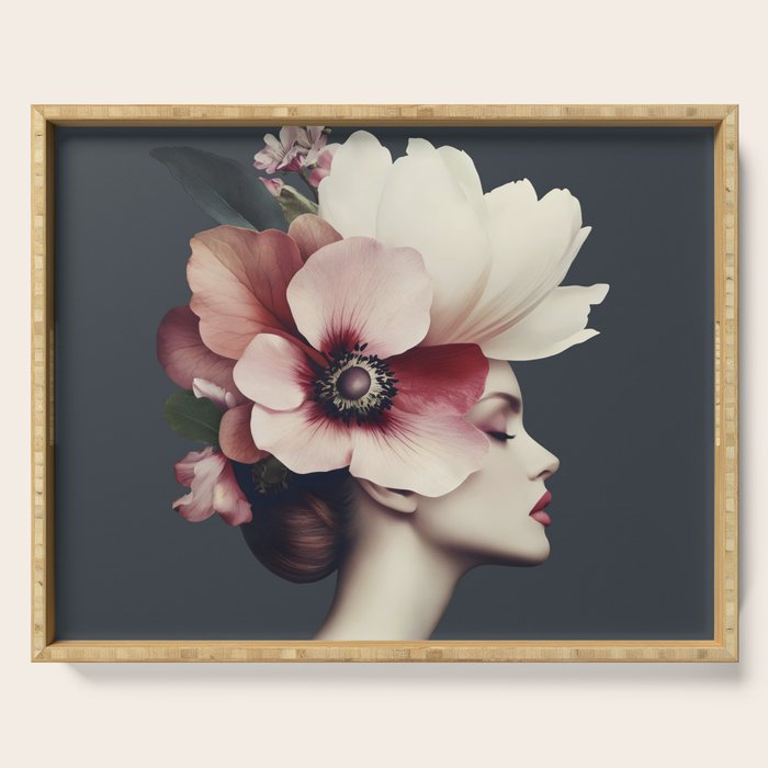 Enchanted Moody Floral Portrait Serving Tray Gallery Image 1