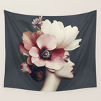 Enchanted Moody Floral Portrait Wall Tapestry Gallery Image 4