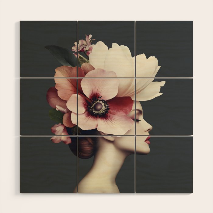 Enchanted Moody Floral Portrait Wood Wall Art Gallery Image 1