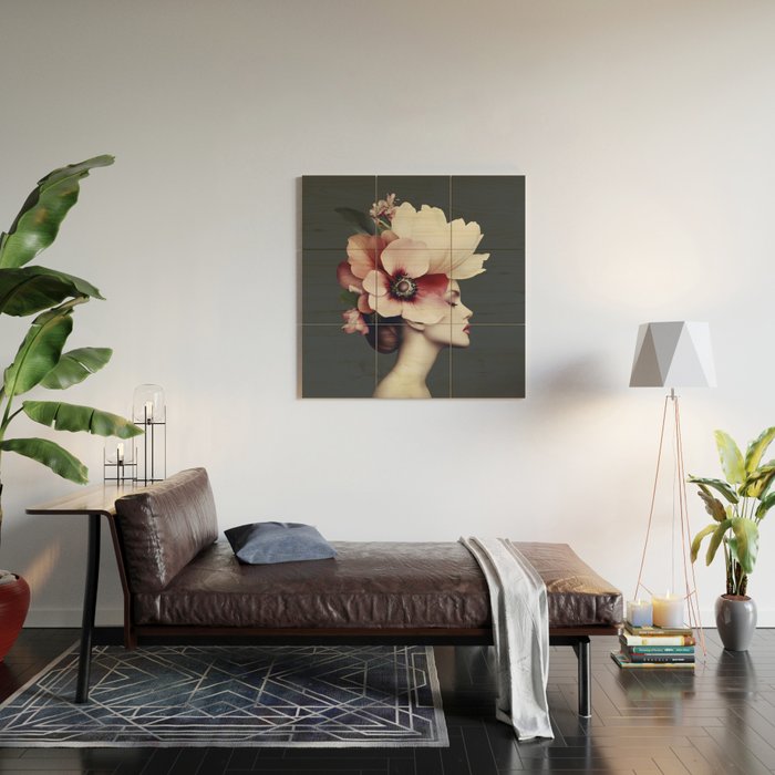 Enchanted Moody Floral Portrait Wood Wall Art Gallery Image 2