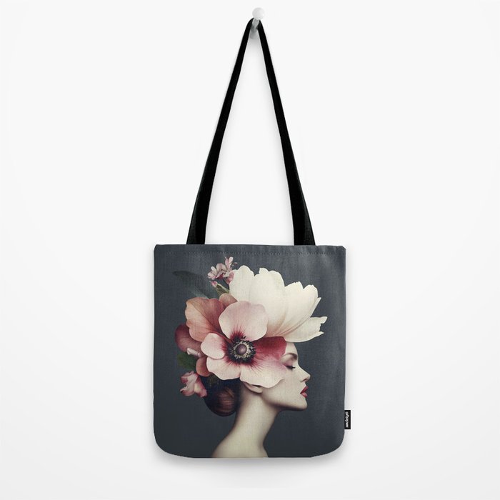 Enchanted Moody Floral Portrait Tote Bag Gallery Image 2