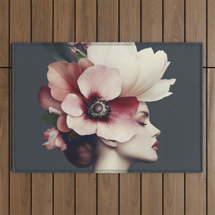 Enchanted Moody Floral Portrait Outdoor Rug Gallery Image 1