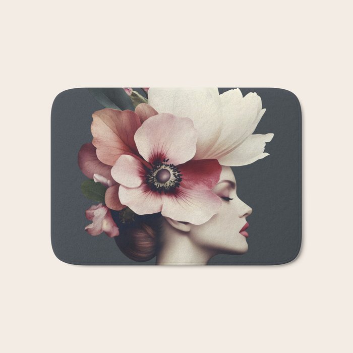 Enchanted Moody Floral Portrait Bath Mat Gallery Image 1